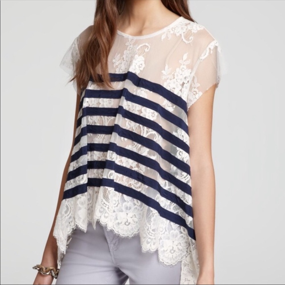 BCBG Max Azria lace & striped top
